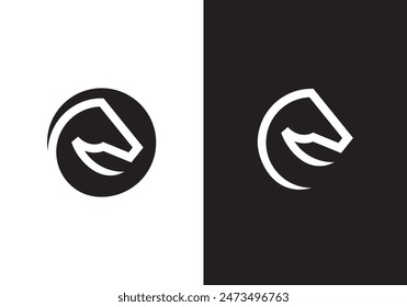 horse head logo design. linear style luxury icon vector 