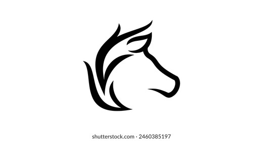 horse head logo design, mane, logo design icon, vector, symbol, idea.