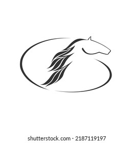 Diseño del logo de la cabeza de caballo. Elemento vector