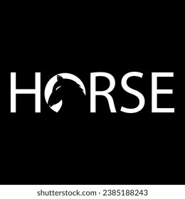 horse head logo design vector on black background