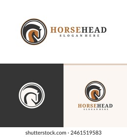 Vector de diseño con logotipo de cabeza de caballo. Concepto de logotipo de ilustración de caballo