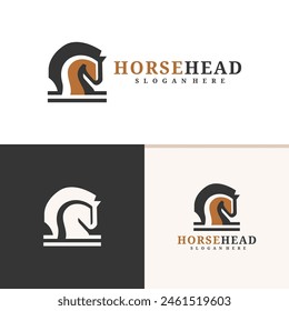 Vector de diseño con logotipo de cabeza de caballo. Concepto de logotipo de ilustración de caballo
