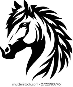 Vetor de design de logotipo de cabeça de cavalo com cor preta