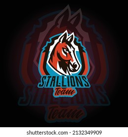 Horse Head Logo E-sports Gaming Logo Vector. Gaming Logo. Mascot Sport Logo Design. Gaming Animal Mascot Vector Illustration. Mascot, Emblem Design For Esports Team. Vector Illustration