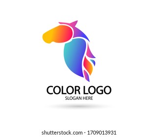 Horse head logo, in gradient color, used for company logo and others. vector illustration.