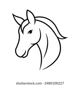 Horse head logo line art illustration