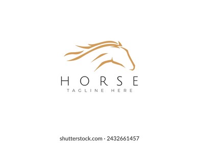 Horse Head Logo Mane Elegance Brand  Farm Sport Race Equines Sign Symbol