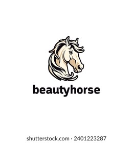 Horse head logo on white background. Vector illustration for tshirt, website, print, clip art and poster