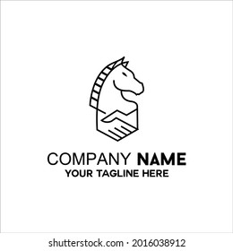 horse head logo outline with vector