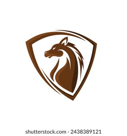 horse head logo with shield concept