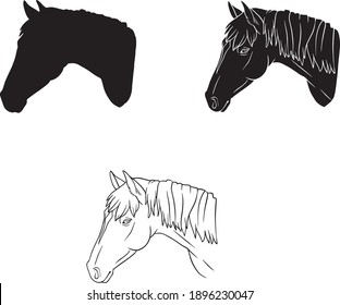 Horse head logo silhouette and line