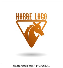 horse head logo template in triangle with brown color