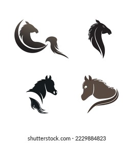 Plantilla de logotipo de cabeza de caballo diseño de icono vectorial