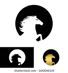 Horse Head Logo vector Black White Gold