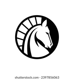 ilustración del icono vectorial del logotipo de la cabeza de caballo. hecho a mano