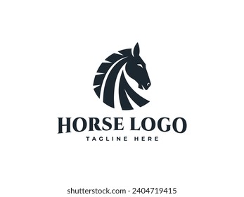 horse head logo vector icon illustration, logo template. handmade