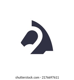 Vetor emblema logotipo xadrez cavalo preto