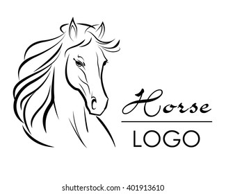 Horse Head Logo, Vector Illustration, Hand Drawn Style.