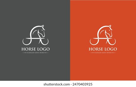 Logo Cabeza de caballo , Vector de caballo , Logo de arte de línea de caballo