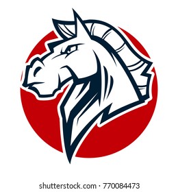 horse head mascot black and white illustration esports logo