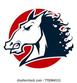 horse head mascot black and white illustration esports logo