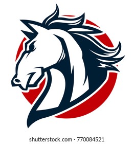 horse head mascot black and white illustration esports logo