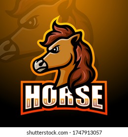 Horse head mascot esport logo design