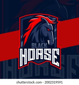 horse head mascot esport style logo character for game and sport
