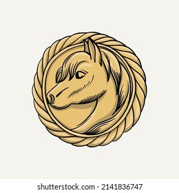 Horse head medallion. Vector illustration.