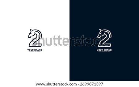 Horse head number 2 logo, horse head number 2 icon, graphic design vector