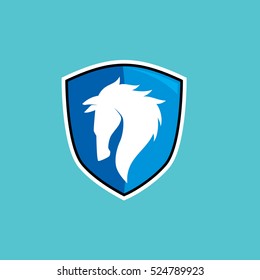 Horse Head on Blue Shield