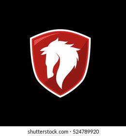 Horse Head on Red Shield