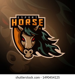 Horse head on the shield, gaming logo esport