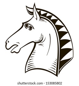 horse head on a white background