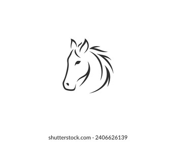 horse head outline logo vector icon illustration, logo template
