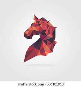 HORSE HEAD POLYGONAL LOW POLY GEOMETRIC LOGO TEMPLATE EMBLEM