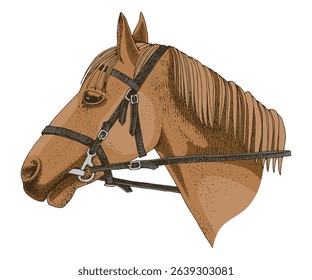 Horse head portrait with bridle