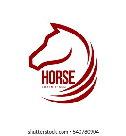 Horse head profile graphic logo template, vector illustration on white background. Stylish horse head outline for stable, farm, race logo design