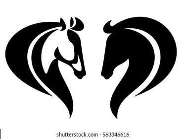 horse head profile simple black and white vector design