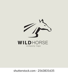 horse head profile stylized symbol, logo or emblem template