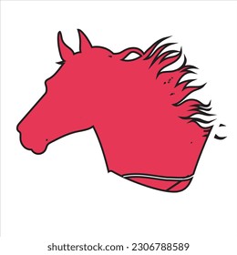 horse head red silhouette. Vector illustration.