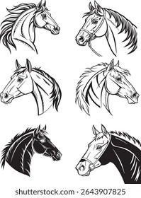 horse head silhouette Black White