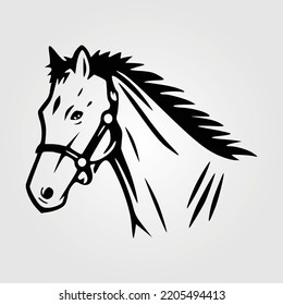 Horse Head Silhouette Equestrian Vector Illustration Outline Horse Jockey Rider Riding