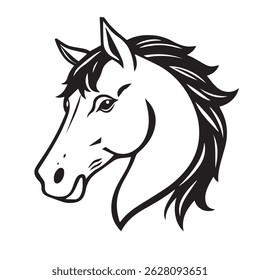 Paardenhoofd silhouet. Paardenlogo ontwerp. Paardenvector logo ontwerp.