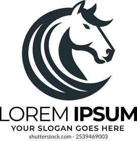 Horse head silhouette logo on white background eps 10