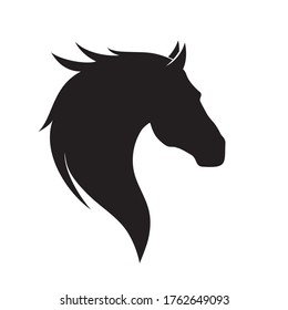 Horse head silhouette on a white background.