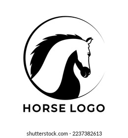 Horse head silhouette vector design logo template