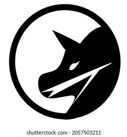 horse head simple logo, black and white horse head vector