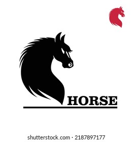 horse head, simple and strong logotype, silhouette of black horse face, vector illustrations