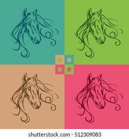 Horse head star box vector illustration. Art illustration.